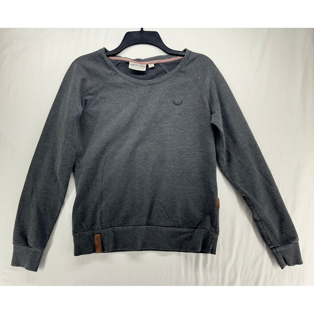 Naketano Brave New Word Women Gray Raglan Long Sleeve Sweatshirt Size M